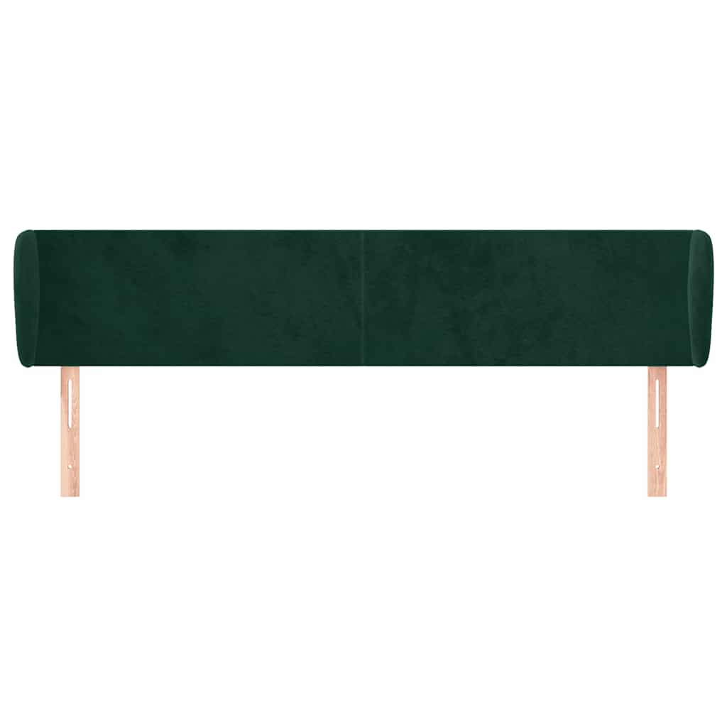 sengegavl med kanter 163x23x78/88 cm fløjl mørkegrøn