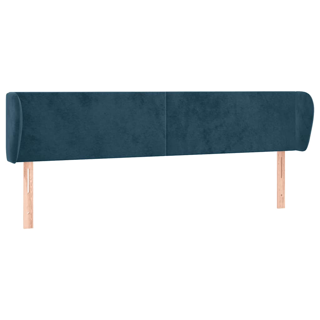 sengegavl med kanter 163x23x78/88 cm fløjl mørkeblå