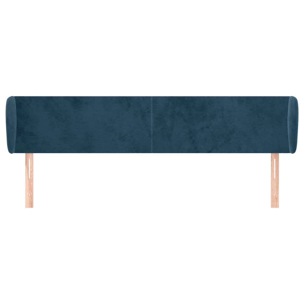 sengegavl med kanter 163x23x78/88 cm fløjl mørkeblå