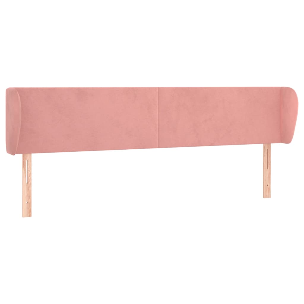 sengegavl med kanter 163x23x78/88 cm fløjl lyserød