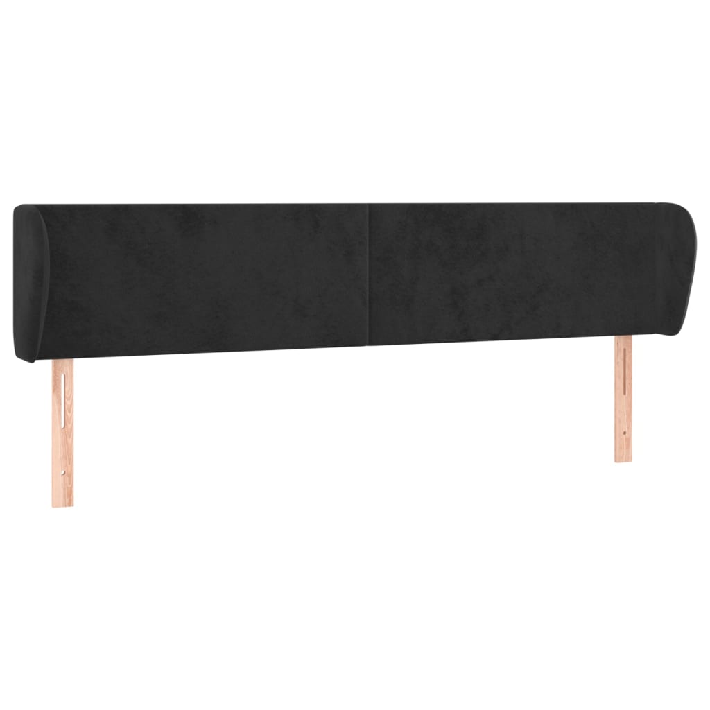 sengegavl med kanter 183x23x78/88 cm fløjl sort