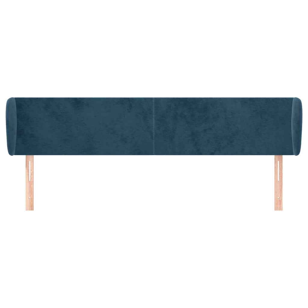 sengegavl med kanter 183x23x78/88 cm fløjl mørkeblå