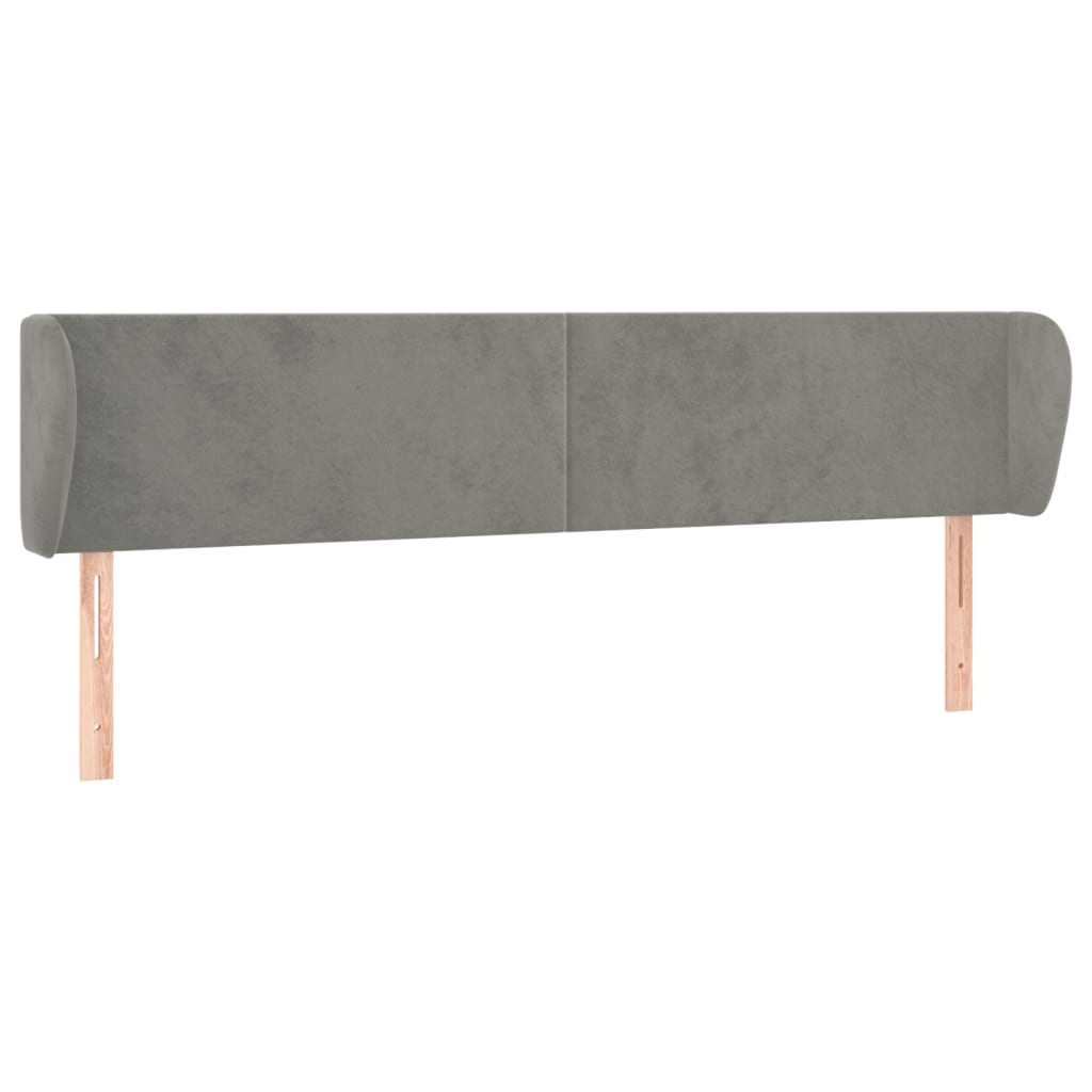 sengegavl med kanter 203x23x78/88cm fløjl lysegrå