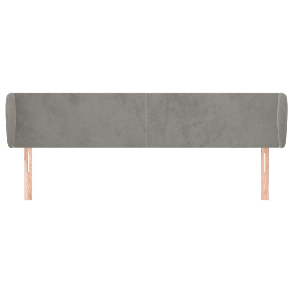 sengegavl med kanter 203x23x78/88cm fløjl lysegrå