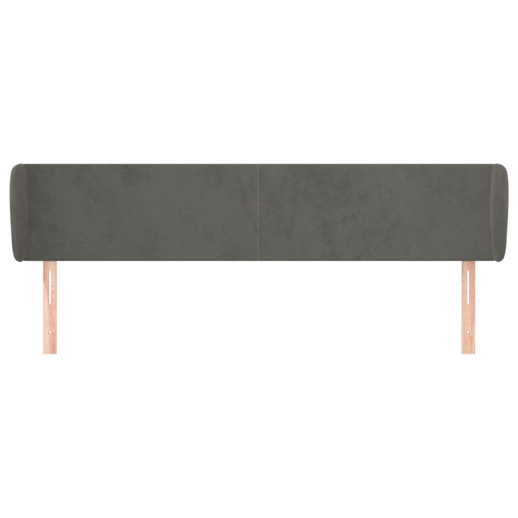 sengegavl med kanter 203x23x78/88 cm fløjl mørkegrå