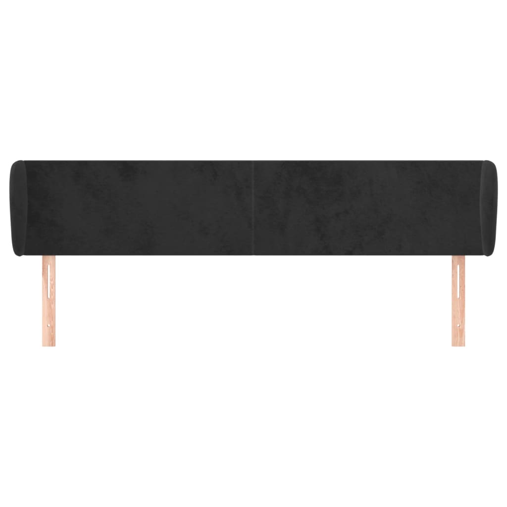 sengegavl med kanter 203x23x78/88 cm fløjl sort