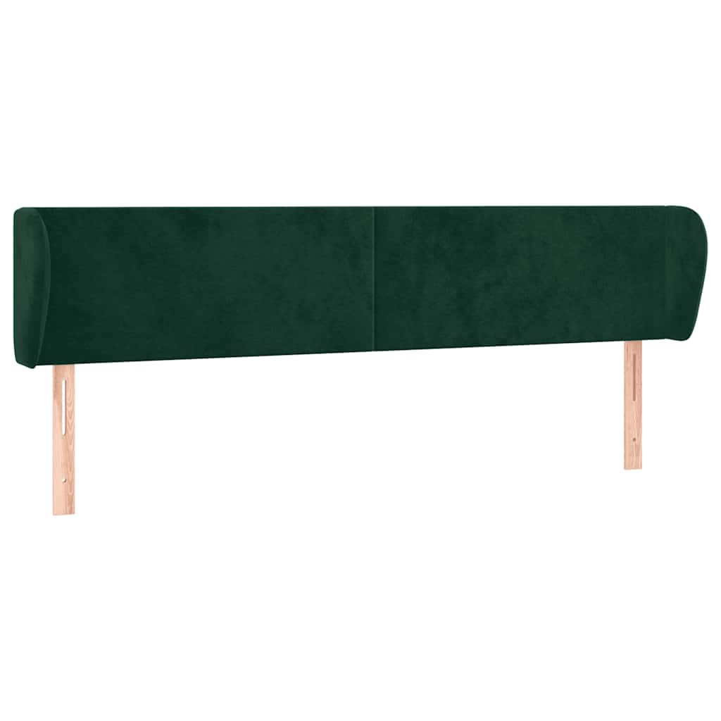 sengegavl med kanter 203x23x78/88 cm fløjl mørkegrøn