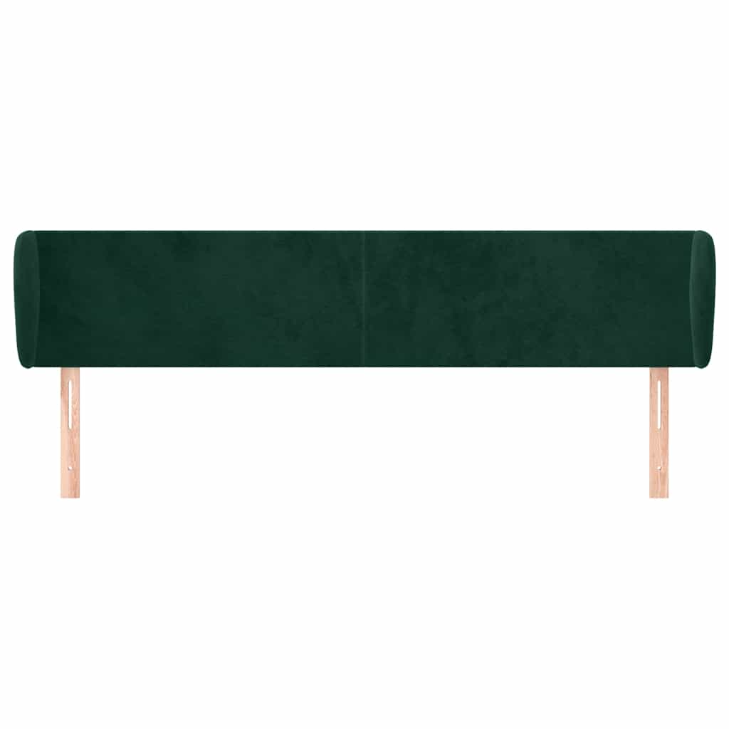 sengegavl med kanter 203x23x78/88 cm fløjl mørkegrøn