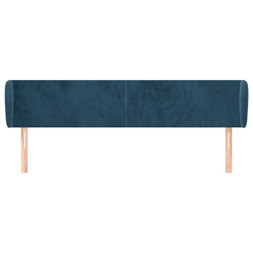 sengegavl med kanter 203x23x78/88 cm fløjl mørkeblå