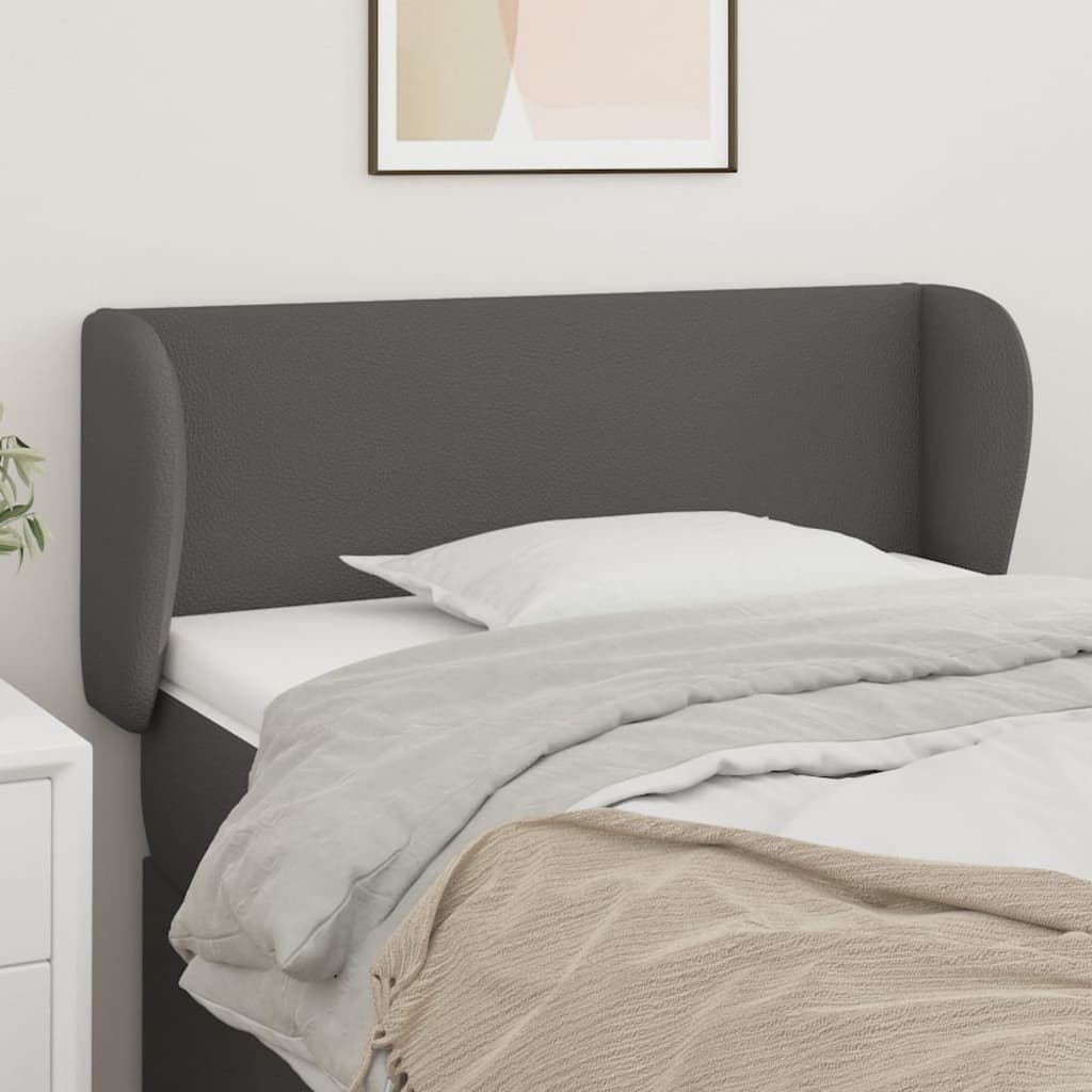 sengegavl med kanter 93x23x78/88 cm kunstlæder grå