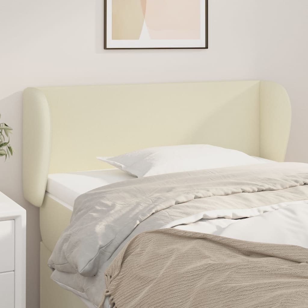 sengegavl med kanter 103x23x78/88 cm kunstlæder cremefarvet