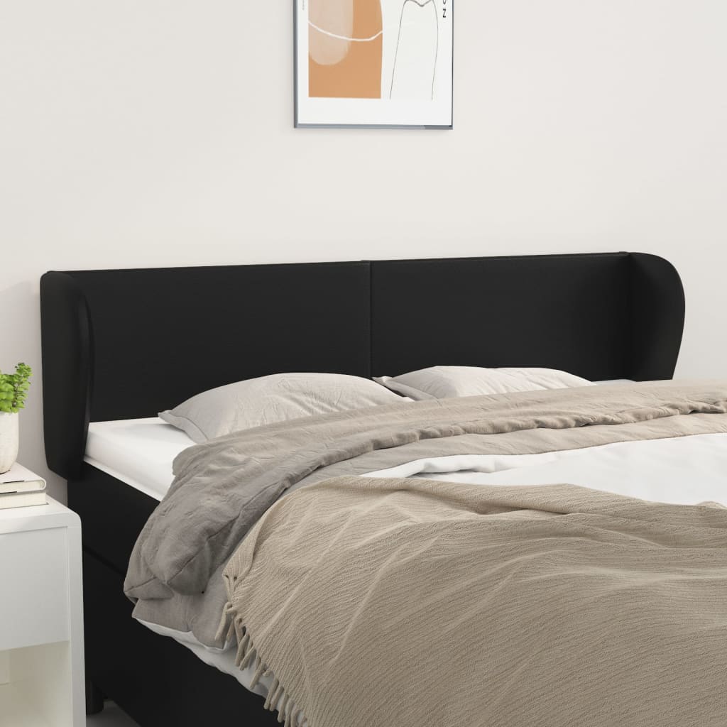 sengegavl med kanter 147x23x78/88 cm kunstlæder sort