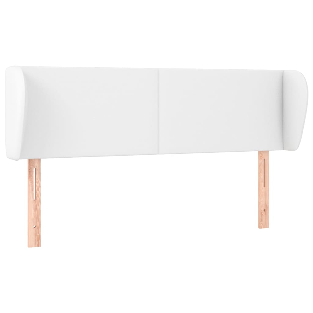 sengegavl med kanter 147x23x78/88 cm kunstlæder hvid