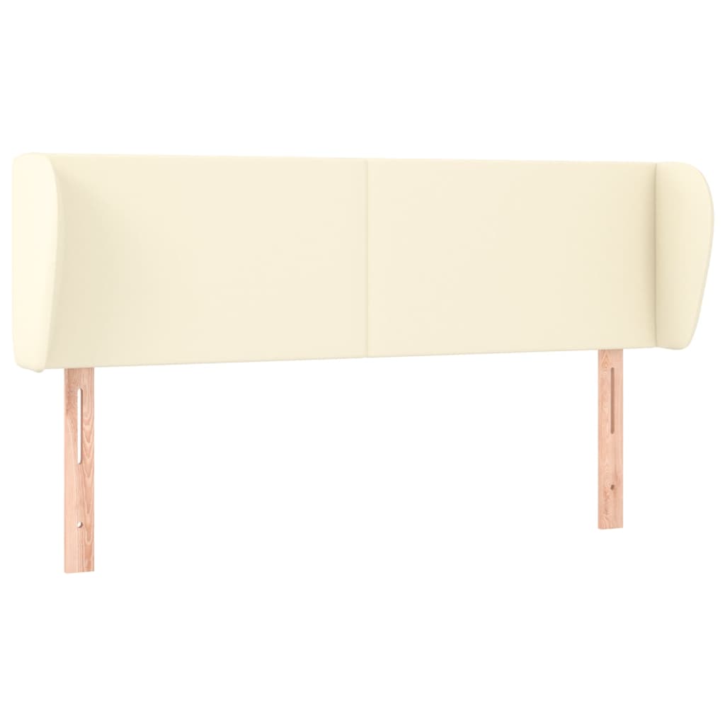 sengegavl med kanter 147x23x78/88 cm kunstlæder cremefarvet