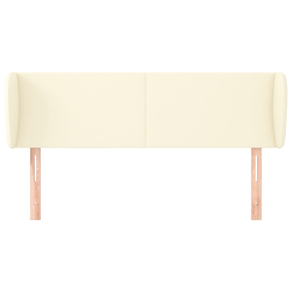 sengegavl med kanter 147x23x78/88 cm kunstlæder cremefarvet