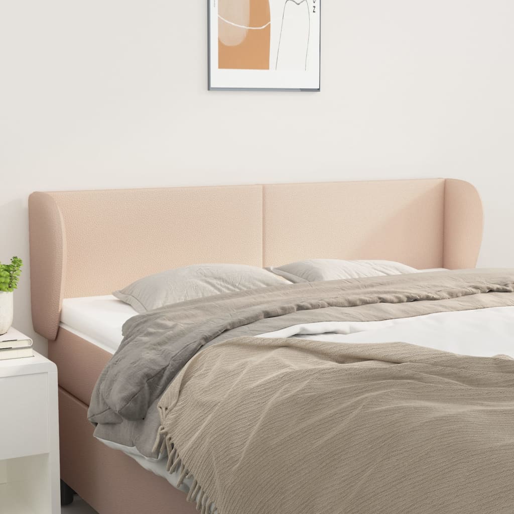 sengegavl med kanter 147x23x78/88 cm kunstlæder cappuccino
