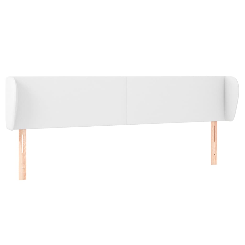 sengegavl med kanter 163x23x78/88 cm kunstlæder hvid