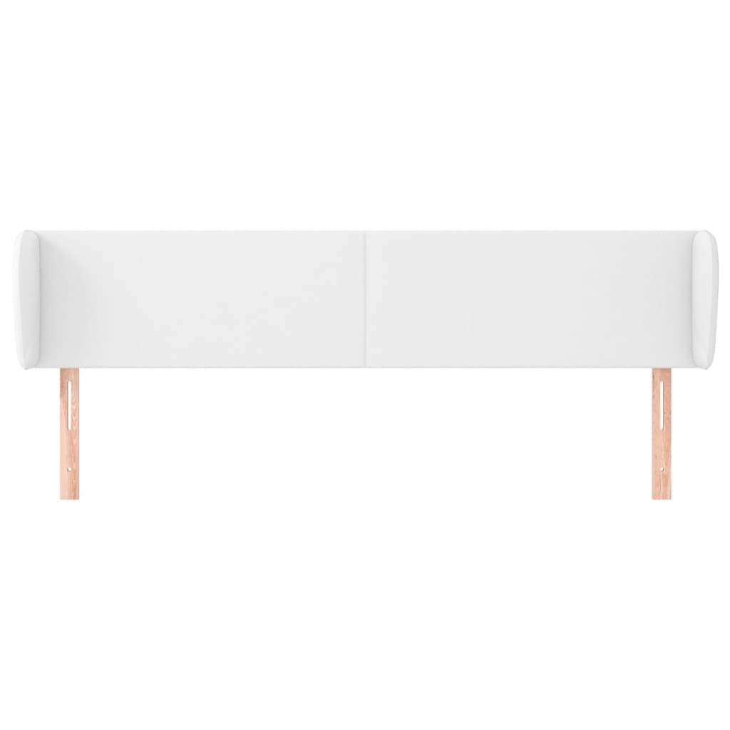 sengegavl med kanter 163x23x78/88 cm kunstlæder hvid