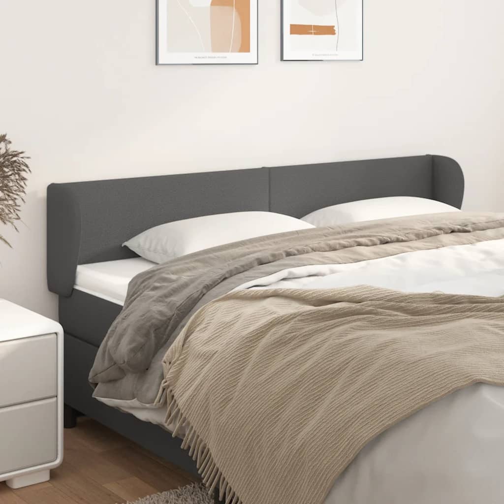 sengegavl med kanter 163x23x78/88 cm kunstlæder grå