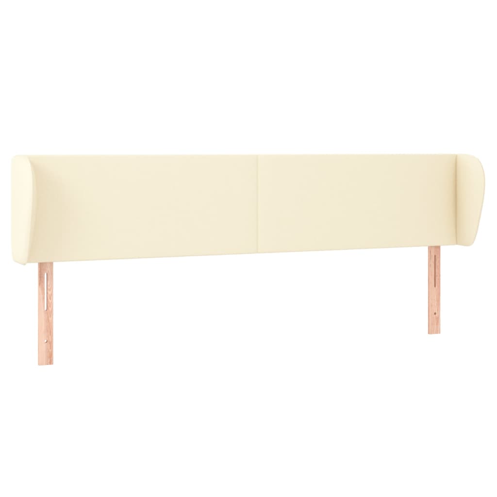 sengegavl med kanter 203x23x78/88 cm kunstlæder cremefarvet