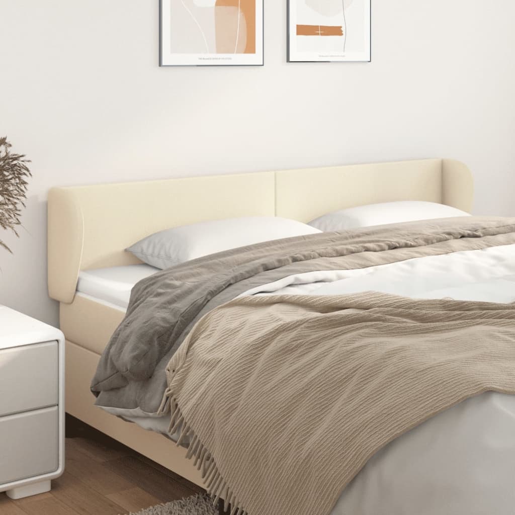 sengegavl med kanter 203x23x78/88 cm kunstlæder cremefarvet