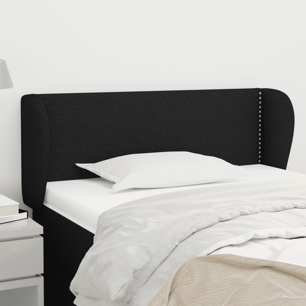 sengegavl med kanter 83x23x78/88 cm stof sort