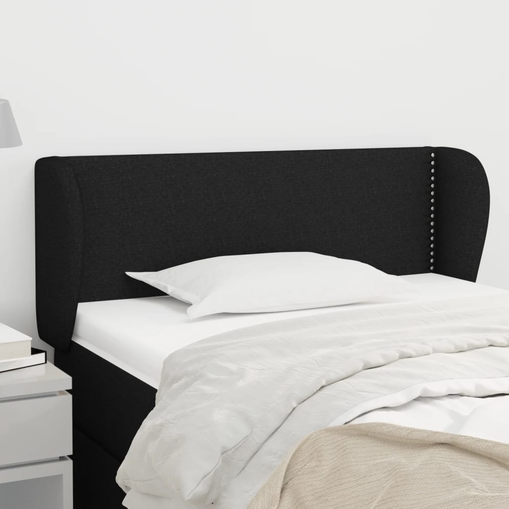 sengegavl med kanter 93x23x78/88 cm stof sort