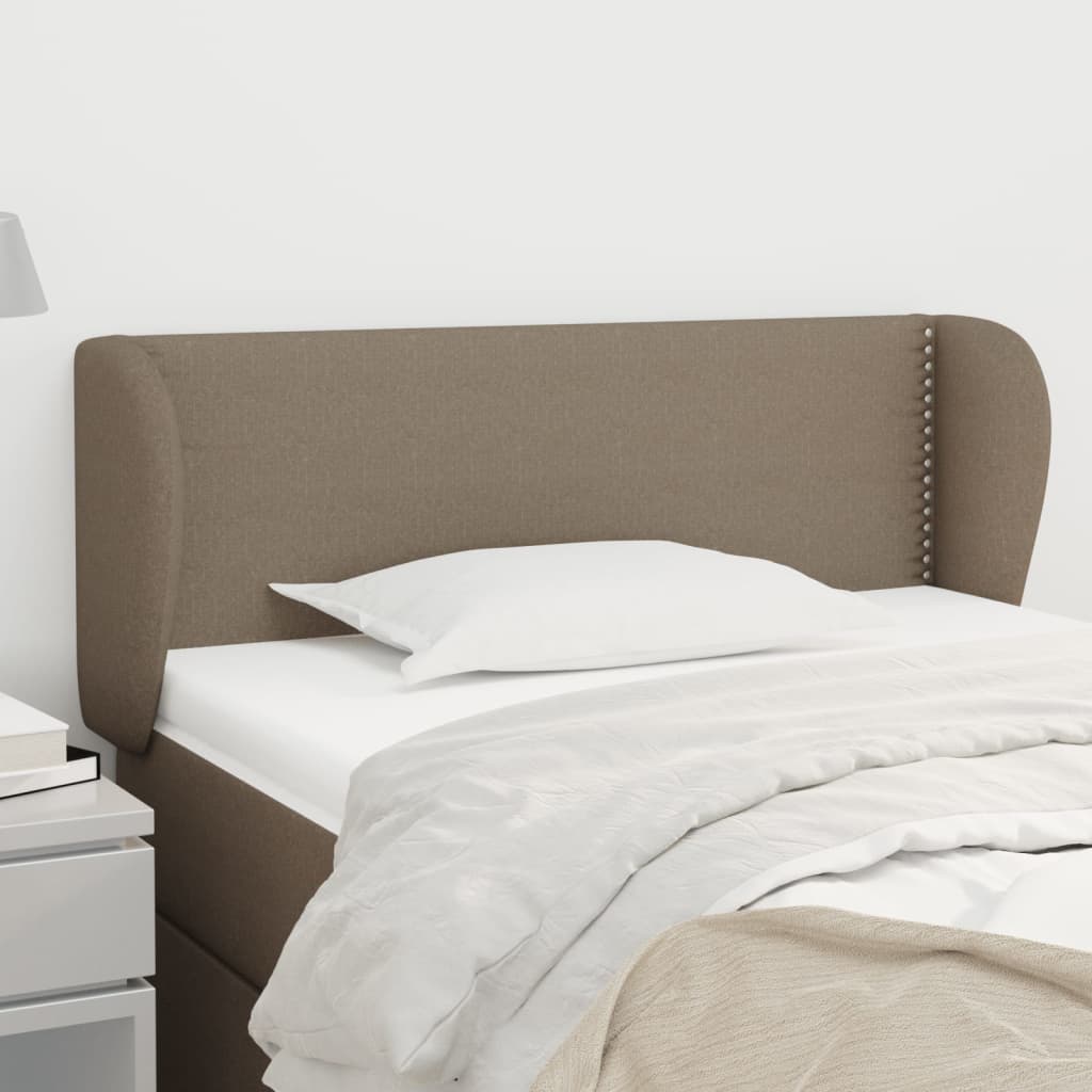 sengegavl med kanter 93x23x78/88 cm stof gråbrun