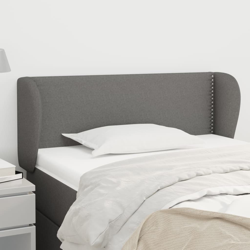sengegavl med kanter 103x23x78/88 cm stof mørkegrå