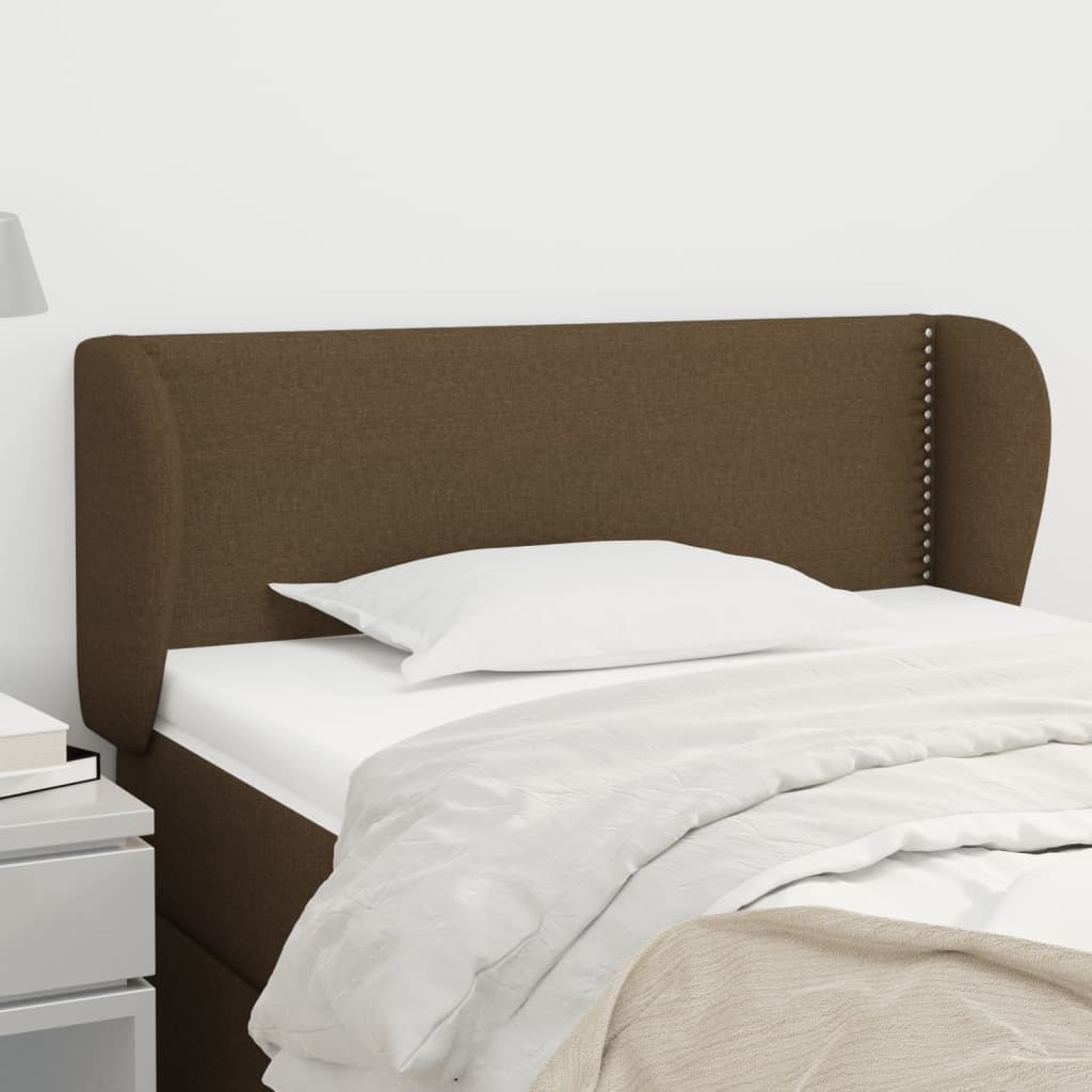 sengegavl med kanter 103x23x78/88 cm stof mørkebrun