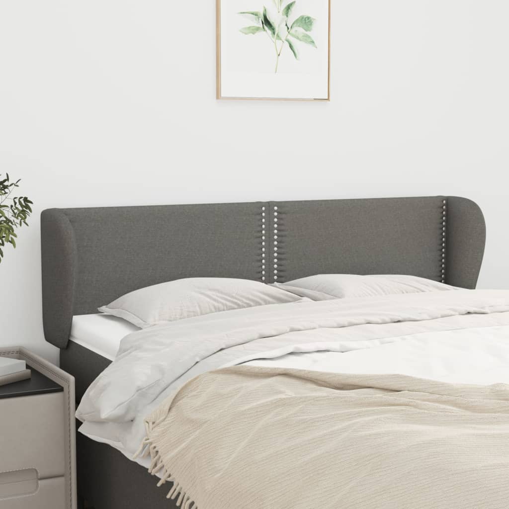 sengegavl med kanter 147x23x78/88 cm stof mørkegrå