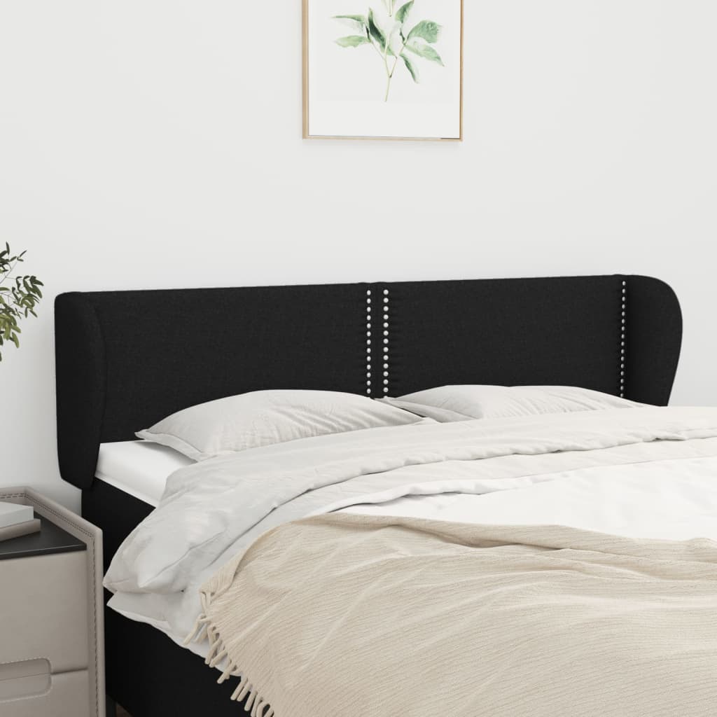 sengegavl med kanter 147x23x78/88 cm stof sort