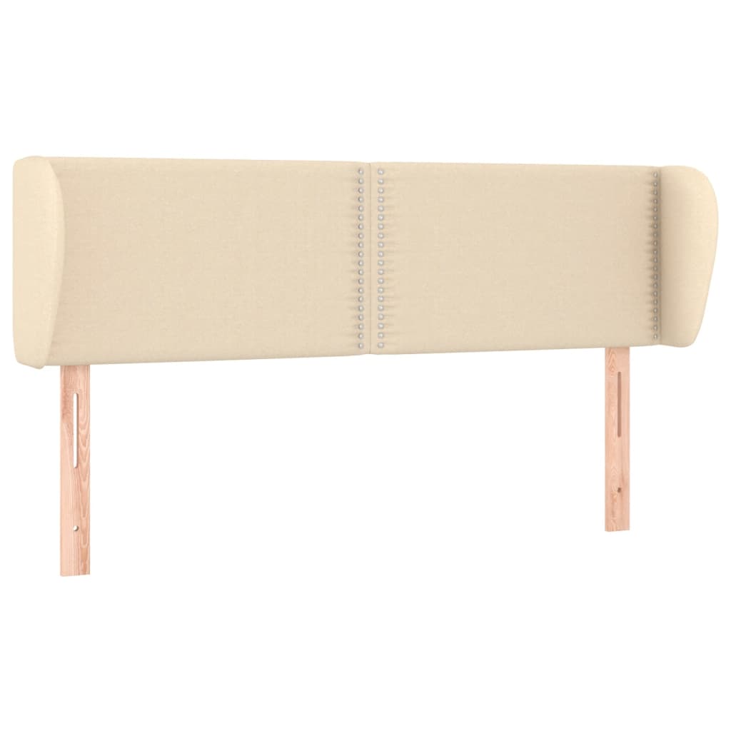 sengegavl med kanter 147x23x78/88 cm stof cremefarvet
