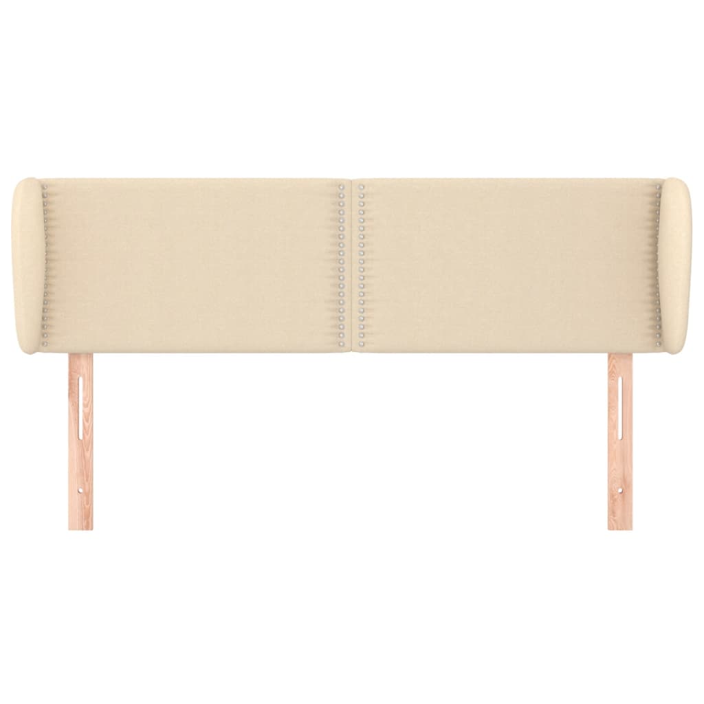 sengegavl med kanter 147x23x78/88 cm stof cremefarvet