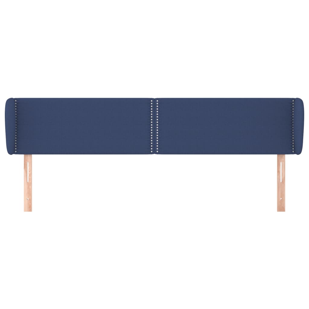 sengegavl med kanter 183x23x78/88 cm stof blå