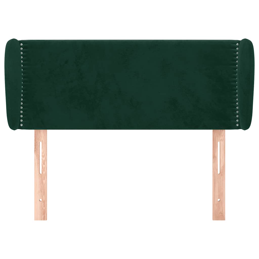 sengegavl med kanter 83x23x78/88 cm fløjl mørkegrøn
