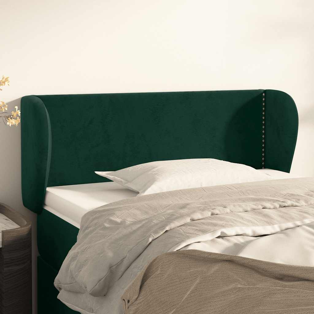 sengegavl med kanter 83x23x78/88 cm fløjl mørkegrøn