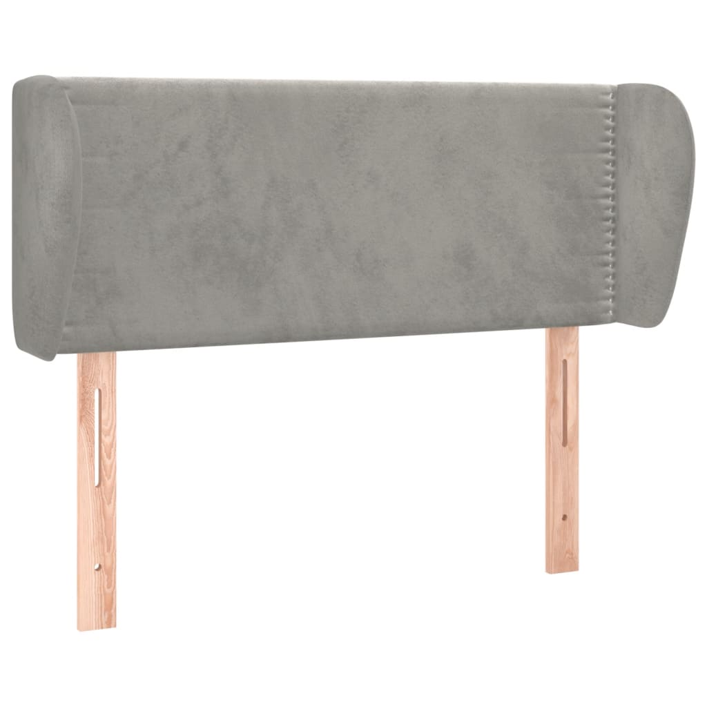 sengegavl med kanter 93x23x78/128 cm fløjl lysegrå