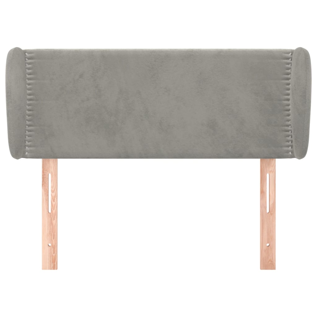 sengegavl med kanter 93x23x78/128 cm fløjl lysegrå