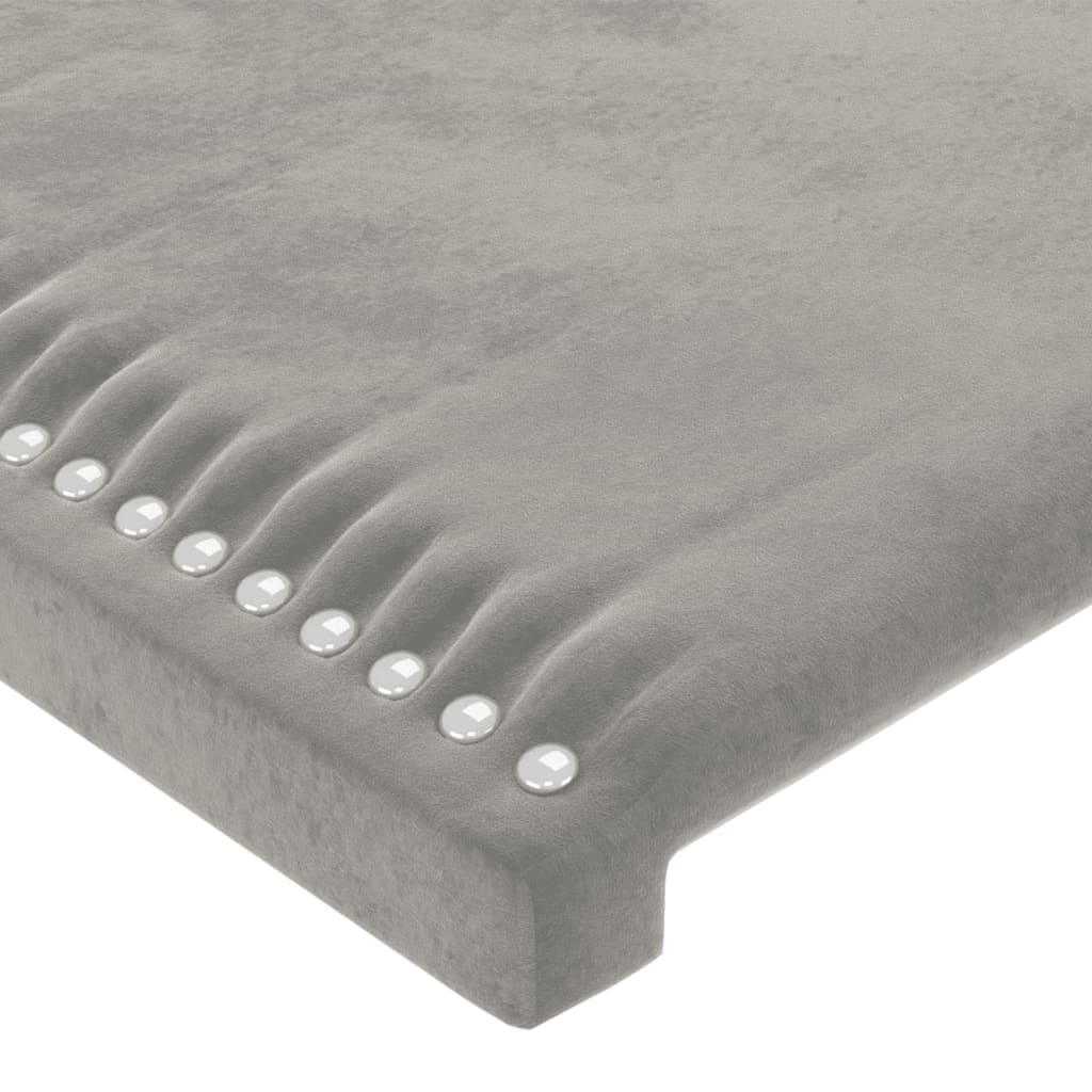 sengegavl med kanter 93x23x78/128 cm fløjl lysegrå