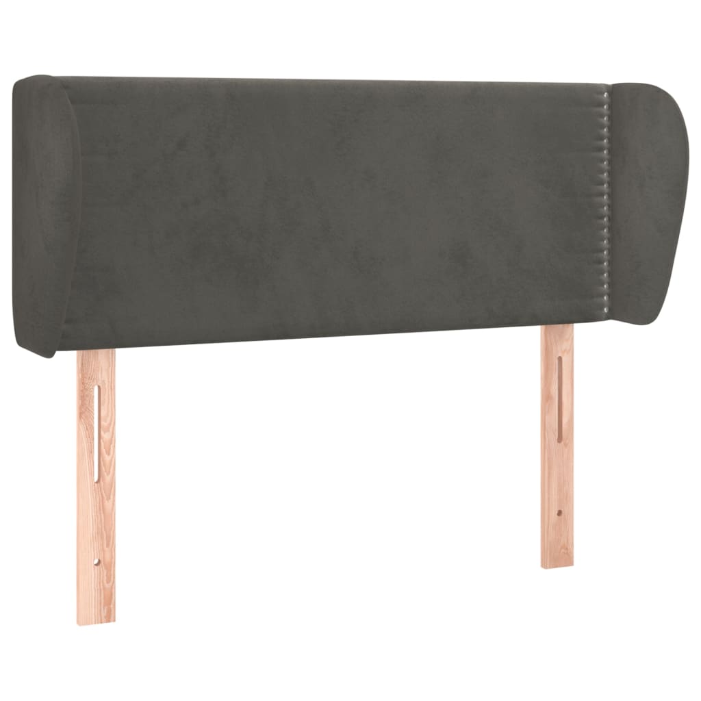 sengegavl med kanter 93x23x78/88 cm fløjl mørkegrå