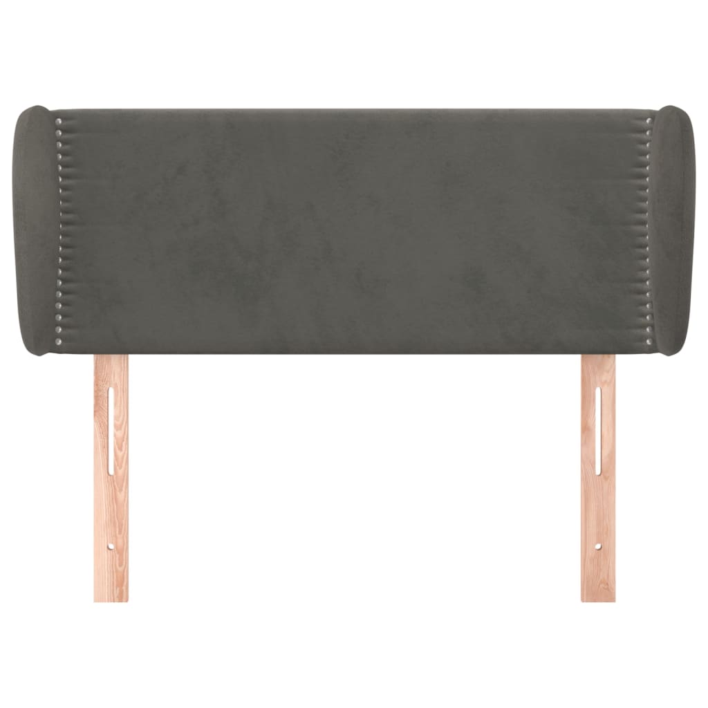 sengegavl med kanter 93x23x78/88 cm fløjl mørkegrå