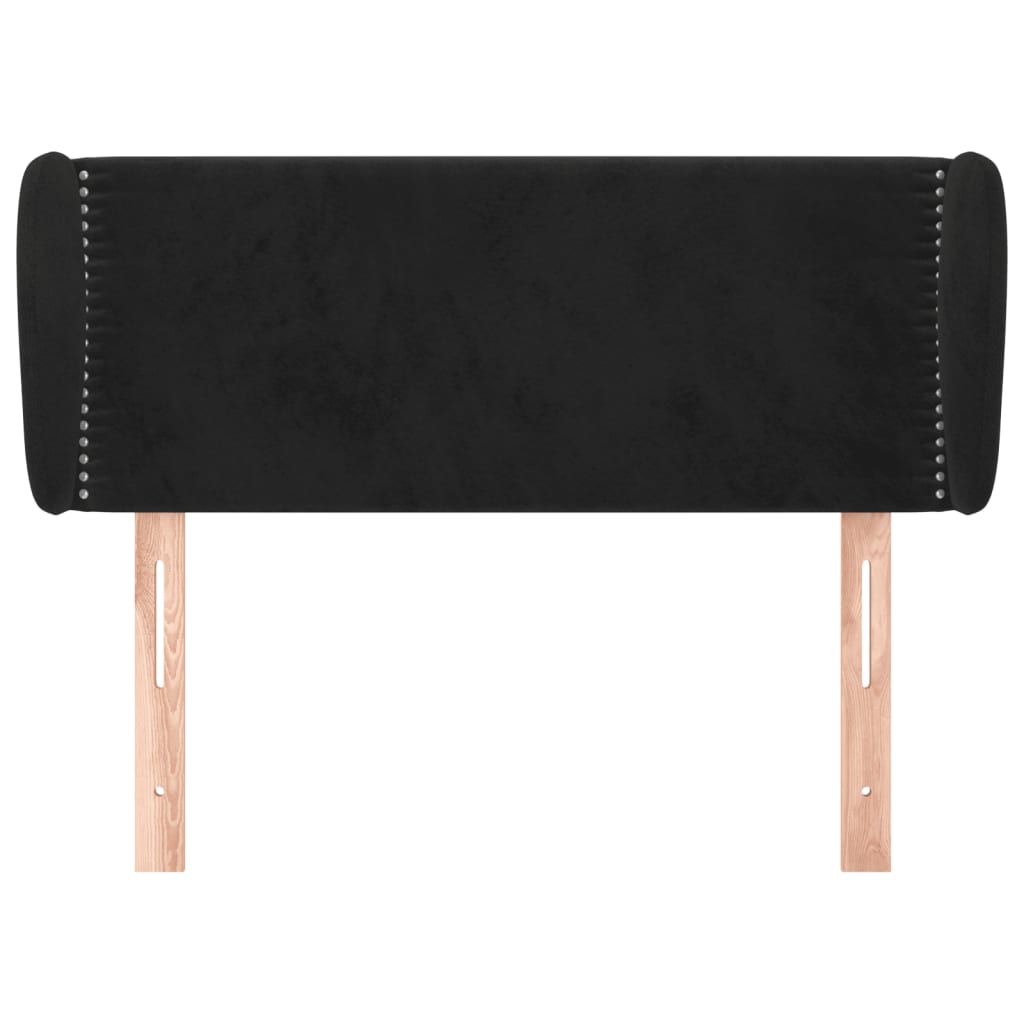 sengegavl med kanter 93x23x78/88 cm fløjl sort
