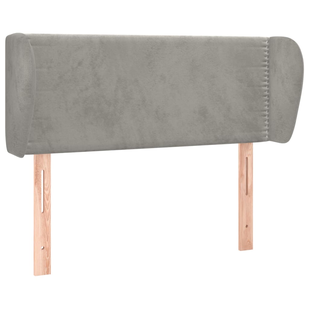 sengegavl med kanter 103x23x78/88cm fløjl lysegrå