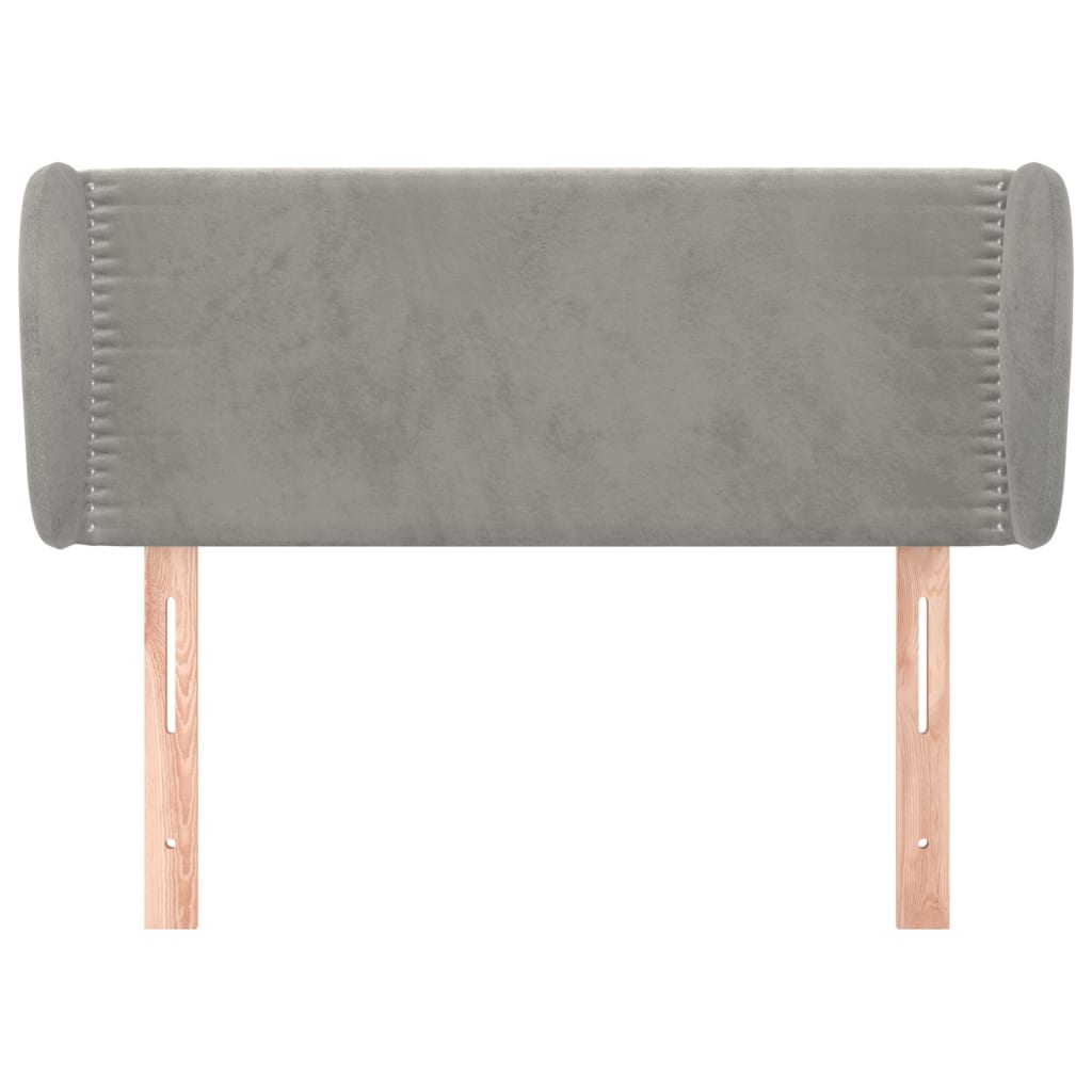 sengegavl med kanter 103x23x78/88cm fløjl lysegrå