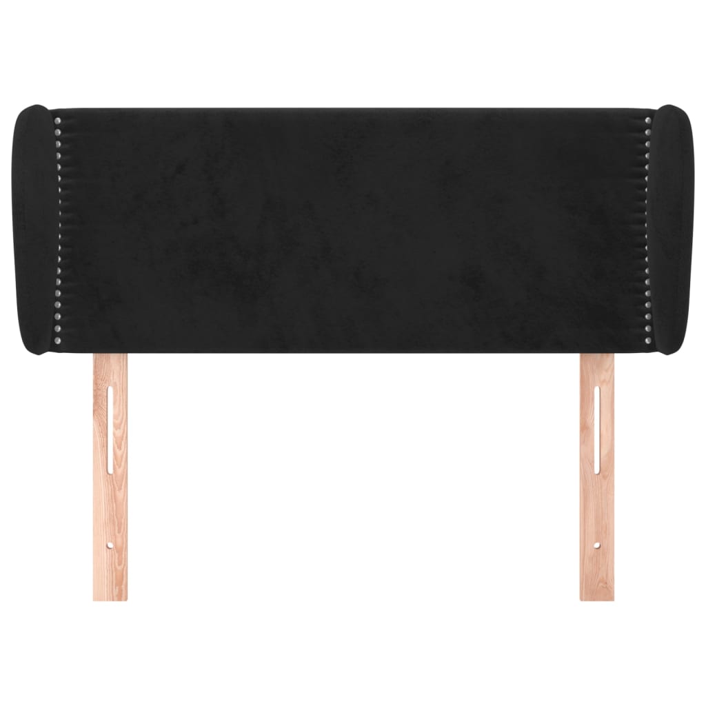 sengegavl med kanter 103x23x78/88 cm fløjl sort
