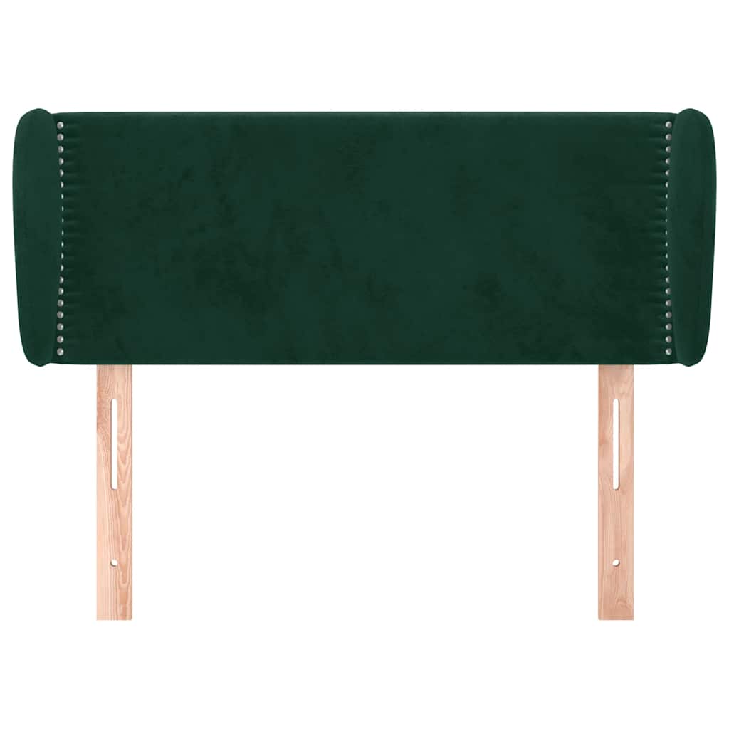 sengegavl med kanter 103x23x78/88 cm fløjl mørkegrøn