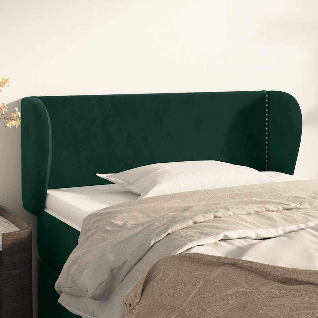 sengegavl med kanter 103x23x78/88 cm fløjl mørkegrøn