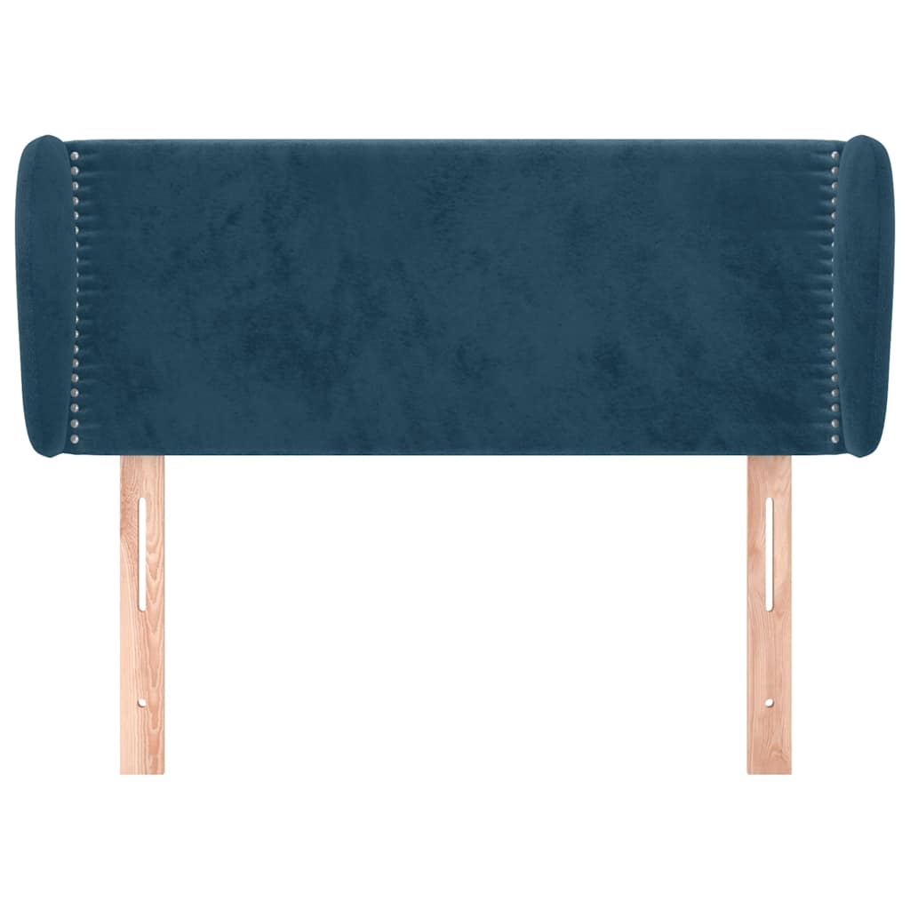 sengegavl med kanter 103x23x78/88 cm fløjl mørkeblå