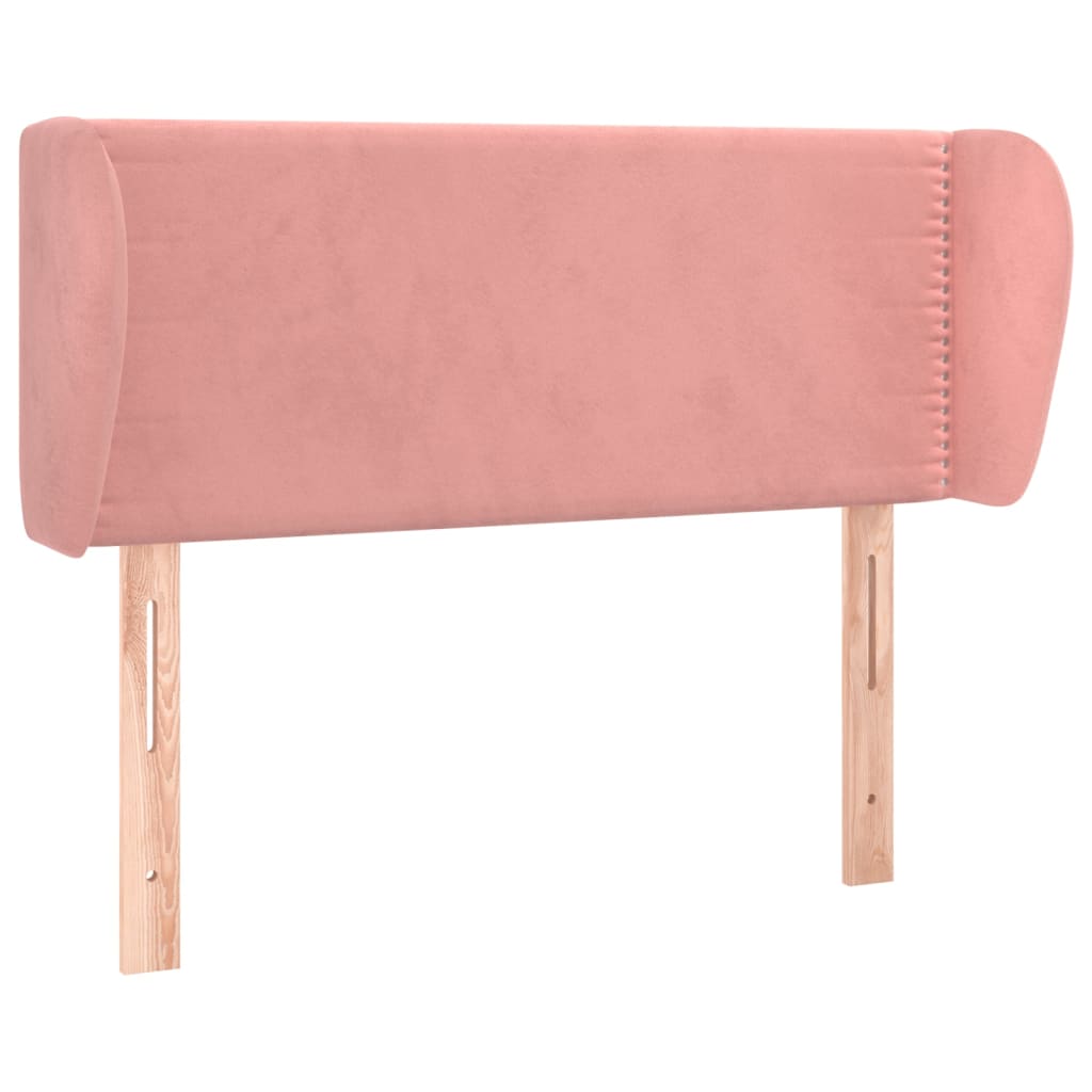 sengegavl med kanter 103x23x78/88 cm fløjl lyserød